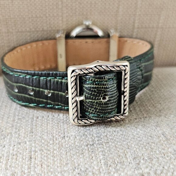 Ecclissi Sterling Silver Ladies Wristwatch Green Tone Genuine Leather Strap Watc - Picture 7 of 13